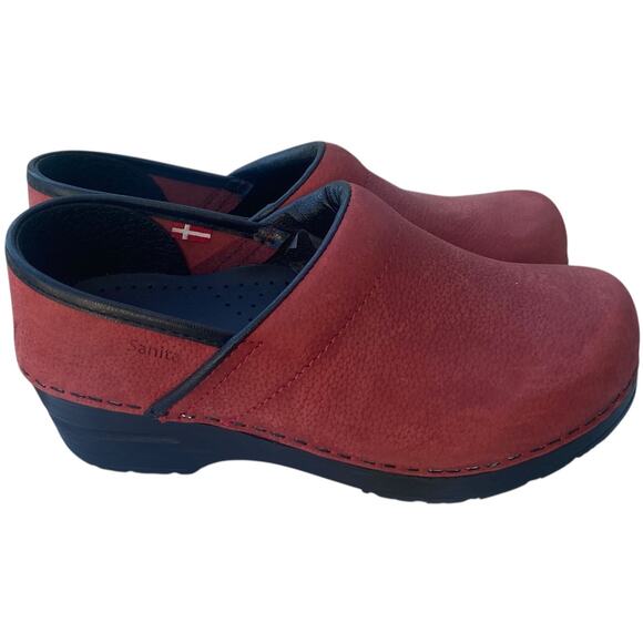 Sanita Professional Clogs EU 35 US 4 Red Suede Nurse Doctor Comfort Work Shoe - Picture 3 of 12